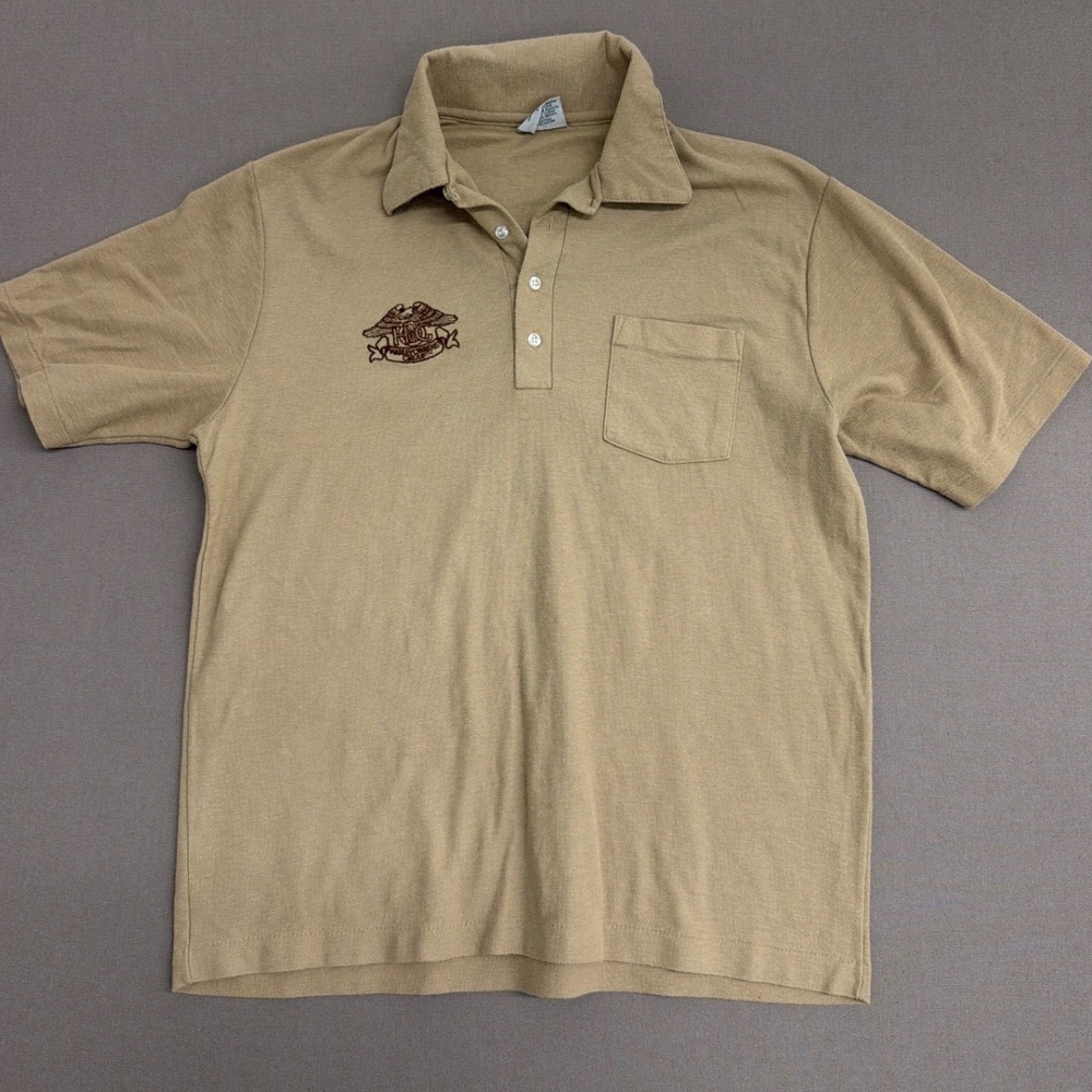 Vintage Harley Davidson HOG‎ Polo Shirt Mens Large Tan ScreenMates Made in USA